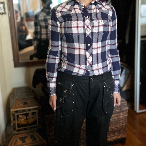 Denim & Supply Ralph Lauren Button Shirt cowgirl girls RL Plaid western snap - Picture 7 of 11